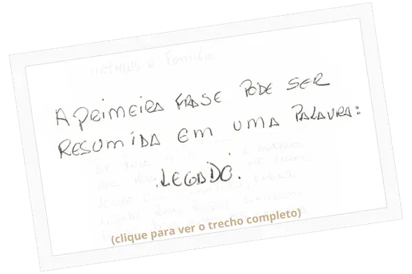 Excerto de carta recebida, com identidade preservada