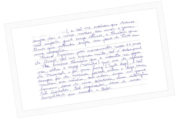 Excerto de carta recebida, com identidade preservada