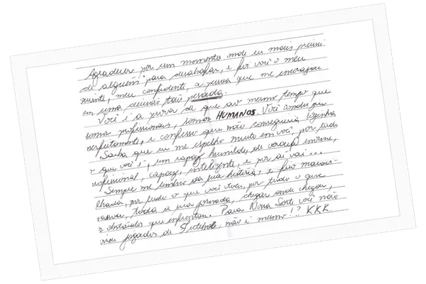 Excerto de carta recebida, com identidade preservada
