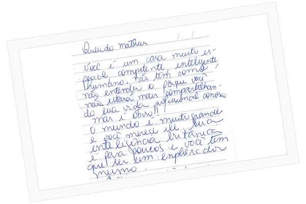 Excerto de carta recebida, com identidade preservada