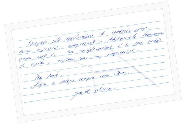Excerto de carta recebida, com identidade preservada