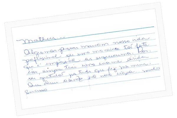 Excerto de carta recebida, com identidade preservada